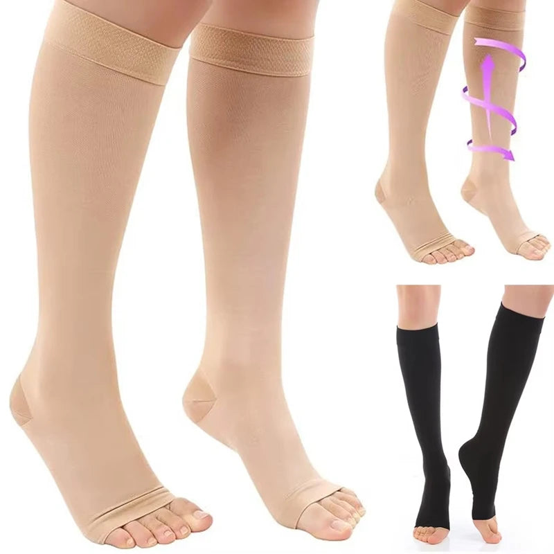 Graduated Compression Knee-High Stockings Open Toe S–XL Compression Stockings Nixie