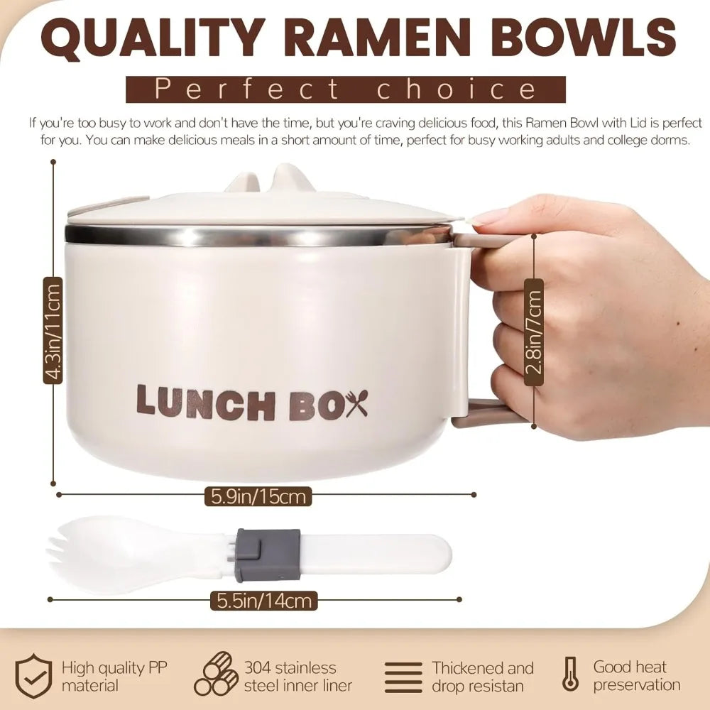 Nixie Lidded Ramen Bowl | Stainless Steel Microwave Lunch Box Microwave Ramen Bowl Nixie
