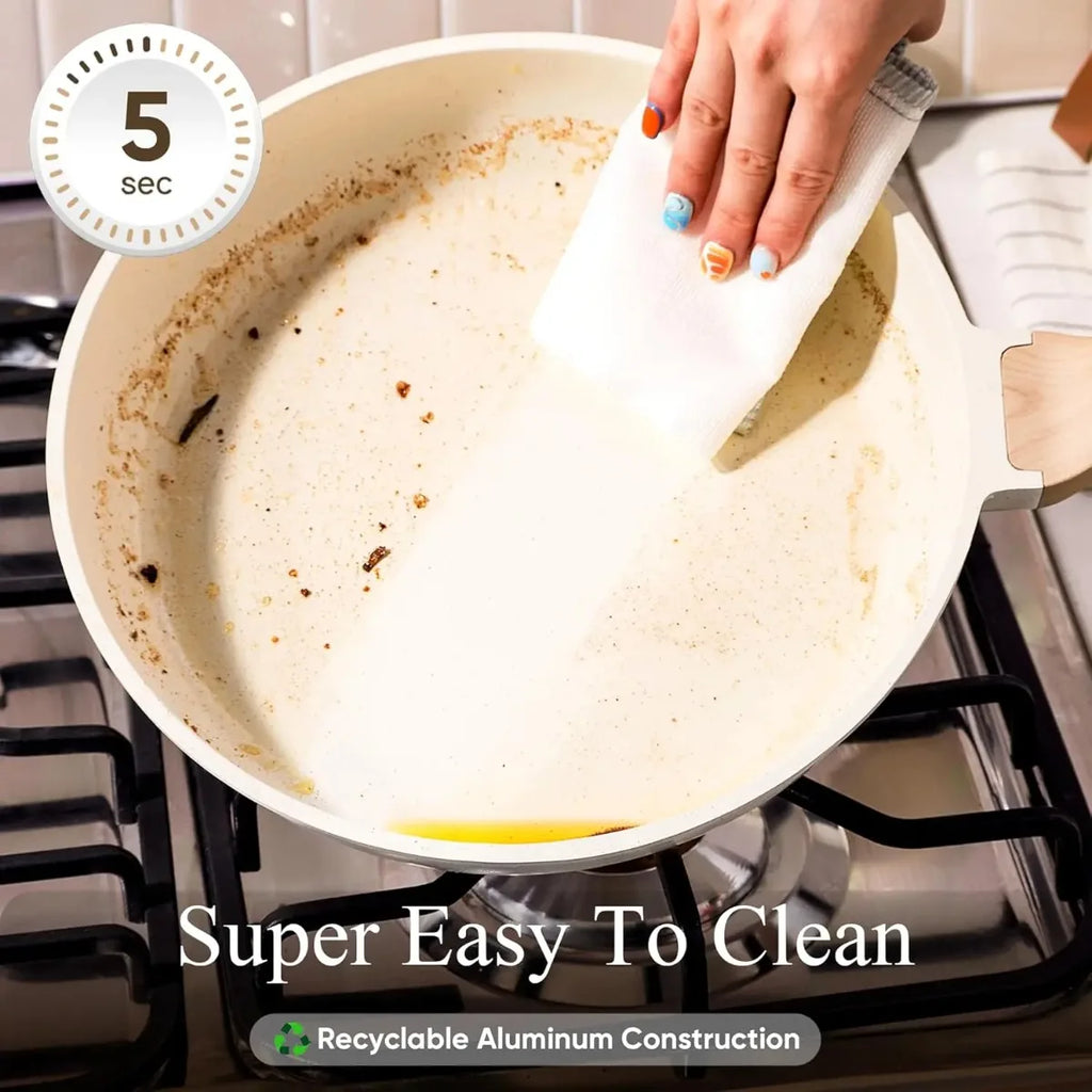 21-Piece White Granite Nonstick Cookware Set – Induction Ready Nonstick Cookware Set Nixie