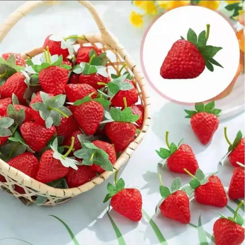 Lifelike Artificial Strawberries 10-20Pcs PVC Fake Fruit Decor Artificial Fruit Decor Nixie