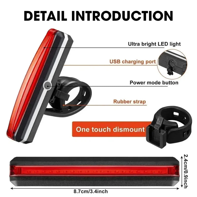 BUCKLOS COB LED Bike Rear Light | USB Rechargeable IPX6 Bike Tail Light Nixie