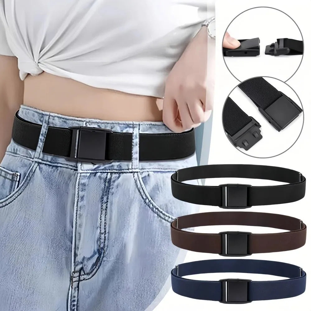 Women's Elastic Waistband Belt Flat Buckle – Adjustable Casual Women's Fashion Belt Nixie