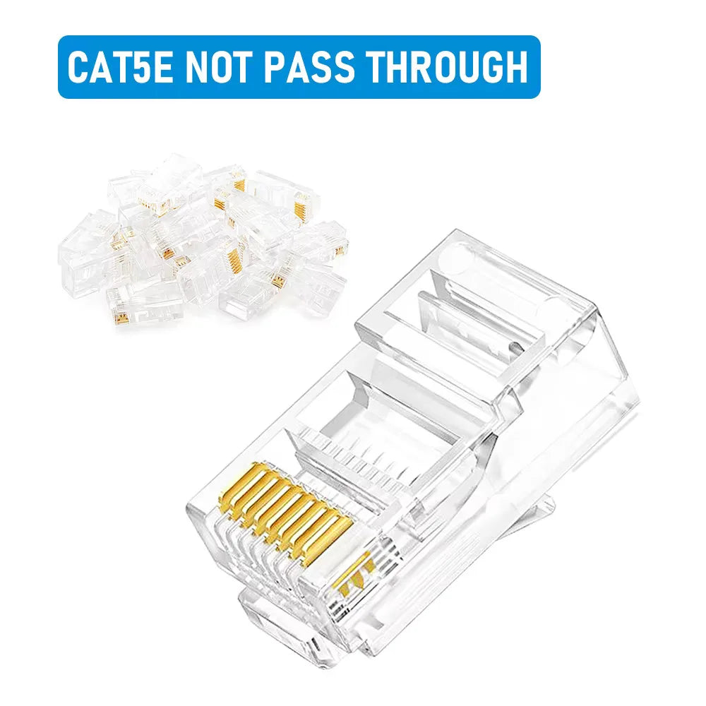 50/100pcs RJ45 Gold-Plated Connectors Cat5 Cat6 Cat6e 1000Mbps Network Connector Plug Nixie CAT5 100PCS