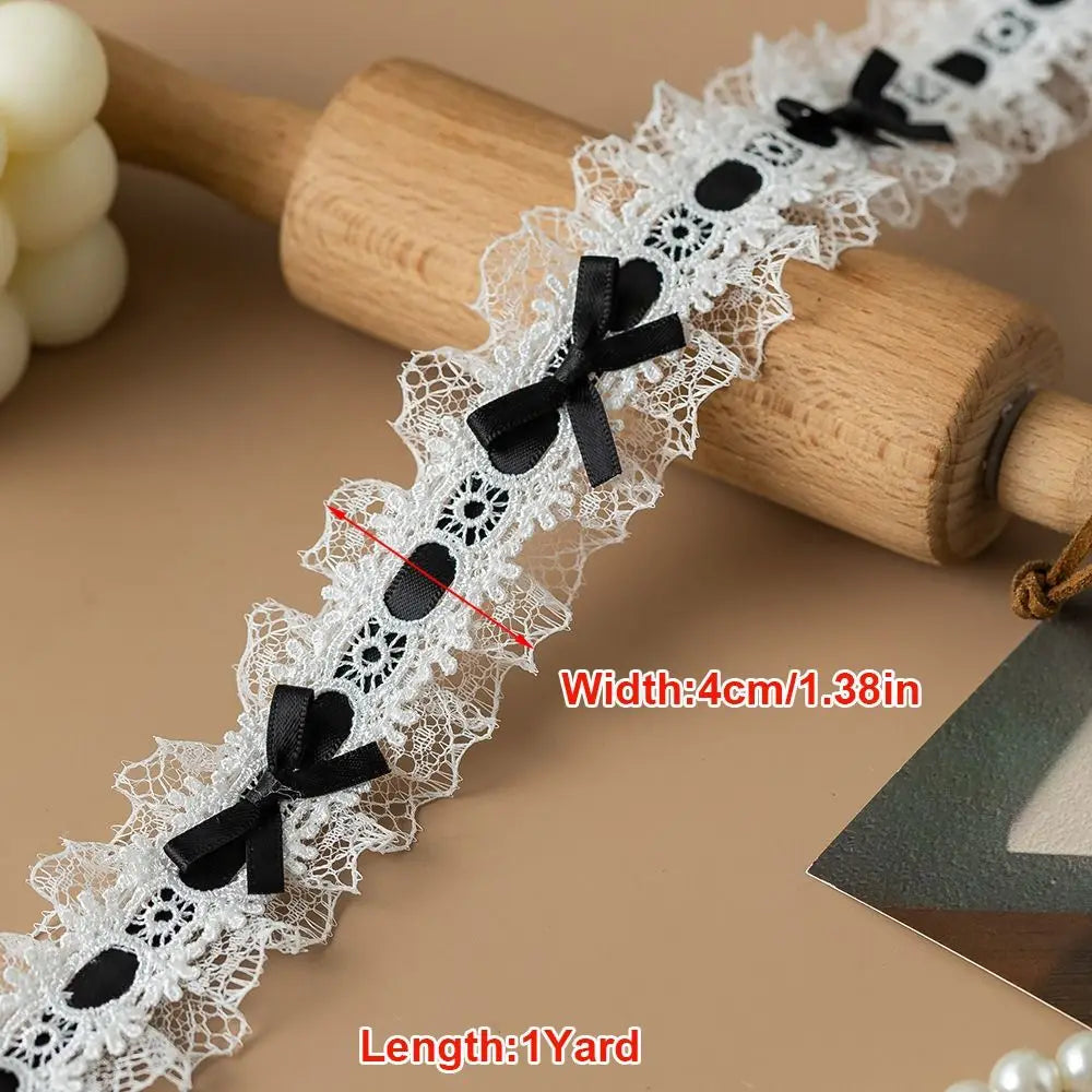 1 Yard Pleated Lace Trim Ribbon – Bow Ruffle Fabric Edge Lace Trim Ribbon Nixie