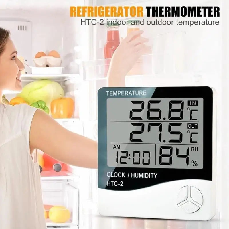 eelhoe LCD Digital Hygrometer Thermometer with Probe & Clock
