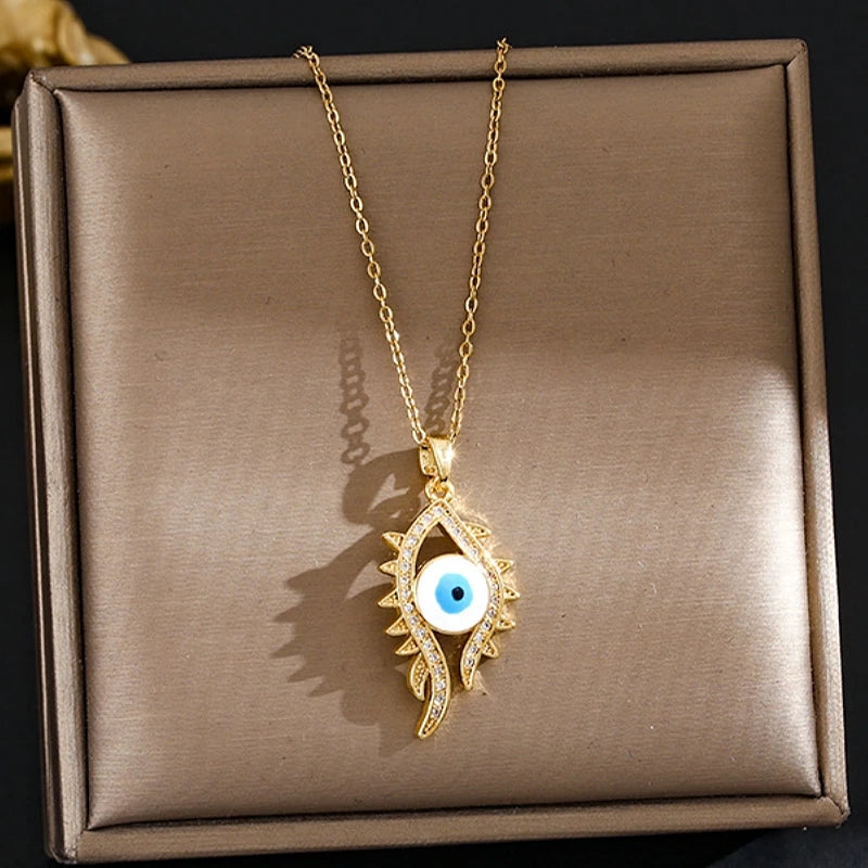Devil's Eye Zircon Pendant Necklace – Unisex Collarbone Chain Pendant Necklace Nixie