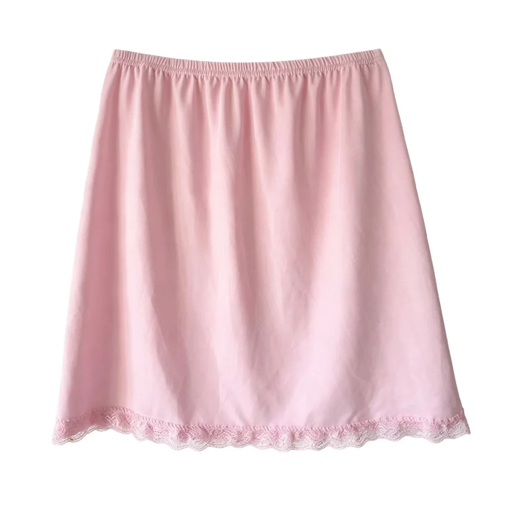 Women's Lace Half Slip Underskirt – Lightweight Anti-Sheer Liner Half Slip Underskirt Nixie One Size Pink Lace 40cm