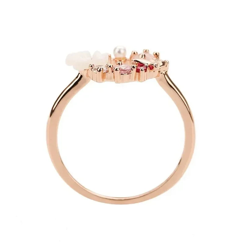 Butterfly Flower Rose Gold Zircon Ring – Sizes 6–10 Fashion Ring Nixie
