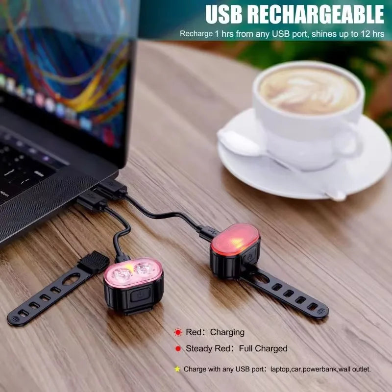 USB Rechargeable Front & Rear Bike Light Set – IPX4 Bicycle Light Set Nixie