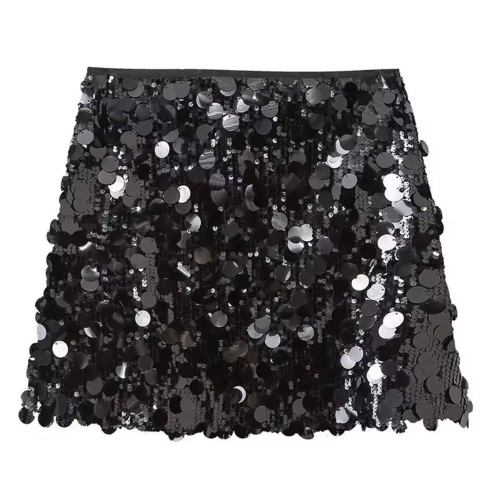High Waist Sequin Mini Skirt A-Line Party Club Skirt Women Sequin Mini Skirt Nixie