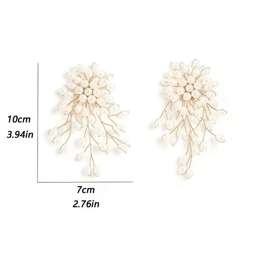 French Imitation Pearl Tassel Dangle Earrings | Bridal Style Tassel Dangle Earrings Nixie