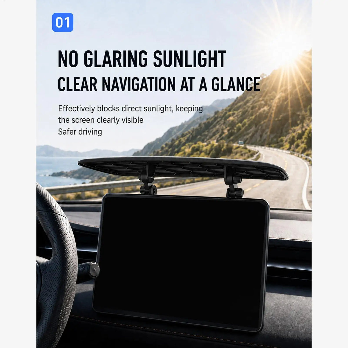 Car GPS Sun Visor Screen Shade – Adjustable Anti-Glare