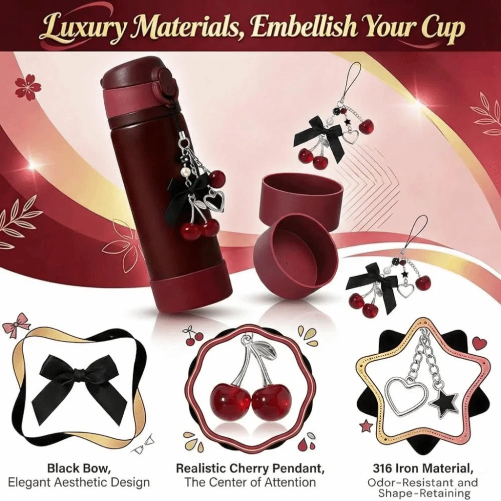 2PCS Black Cherry Charm & Silicone Boot for 24/32/40oz Bottles