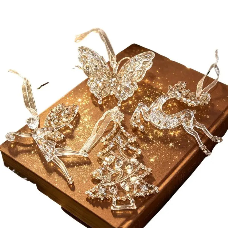 Clear Acrylic Christmas Ornaments with Rhinestone Details Christmas Ornaments Nixie