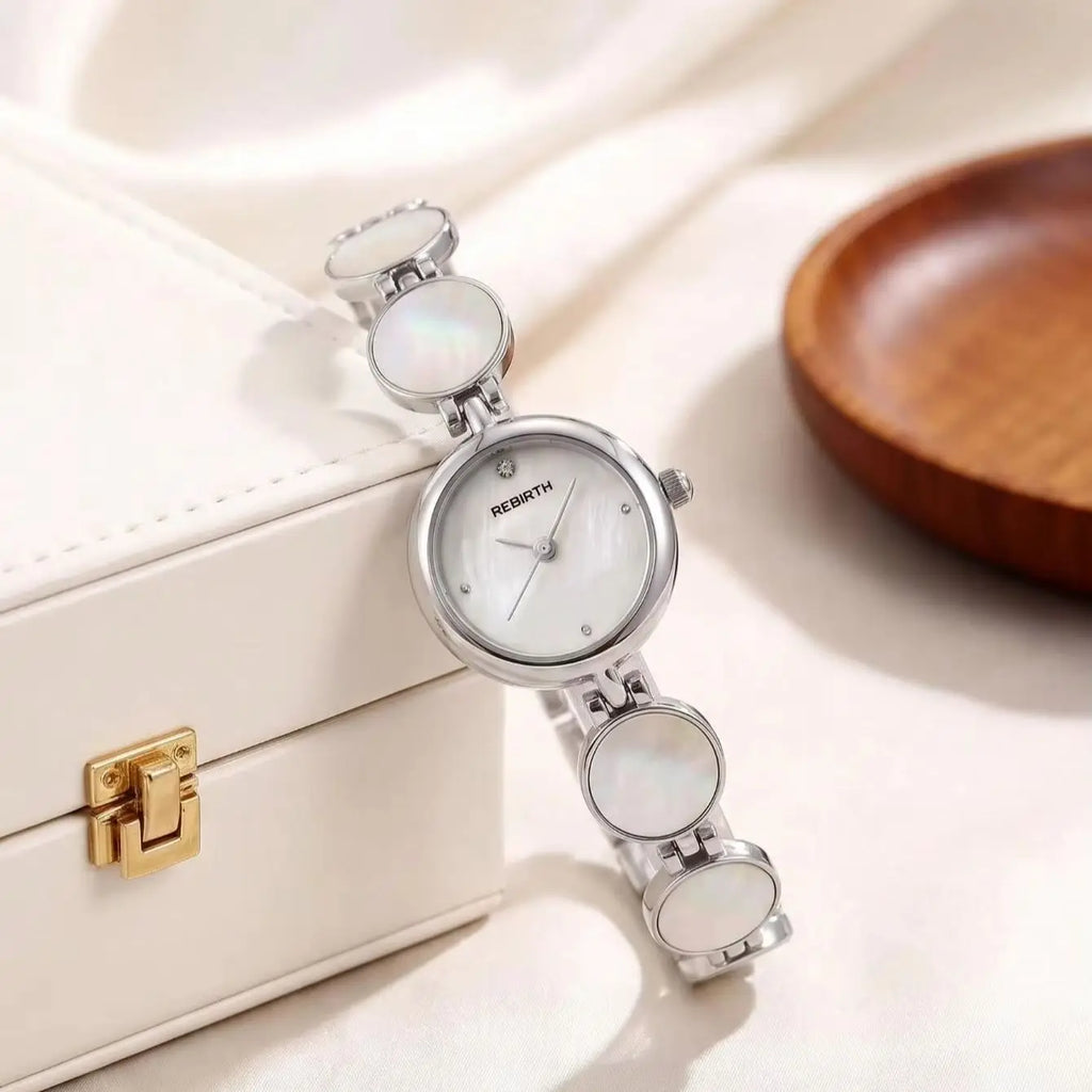 REBIRTH Women's Quartz Watch | Mother-of-Pearl & Diamond Dial Women's Quartz Watch Nixie