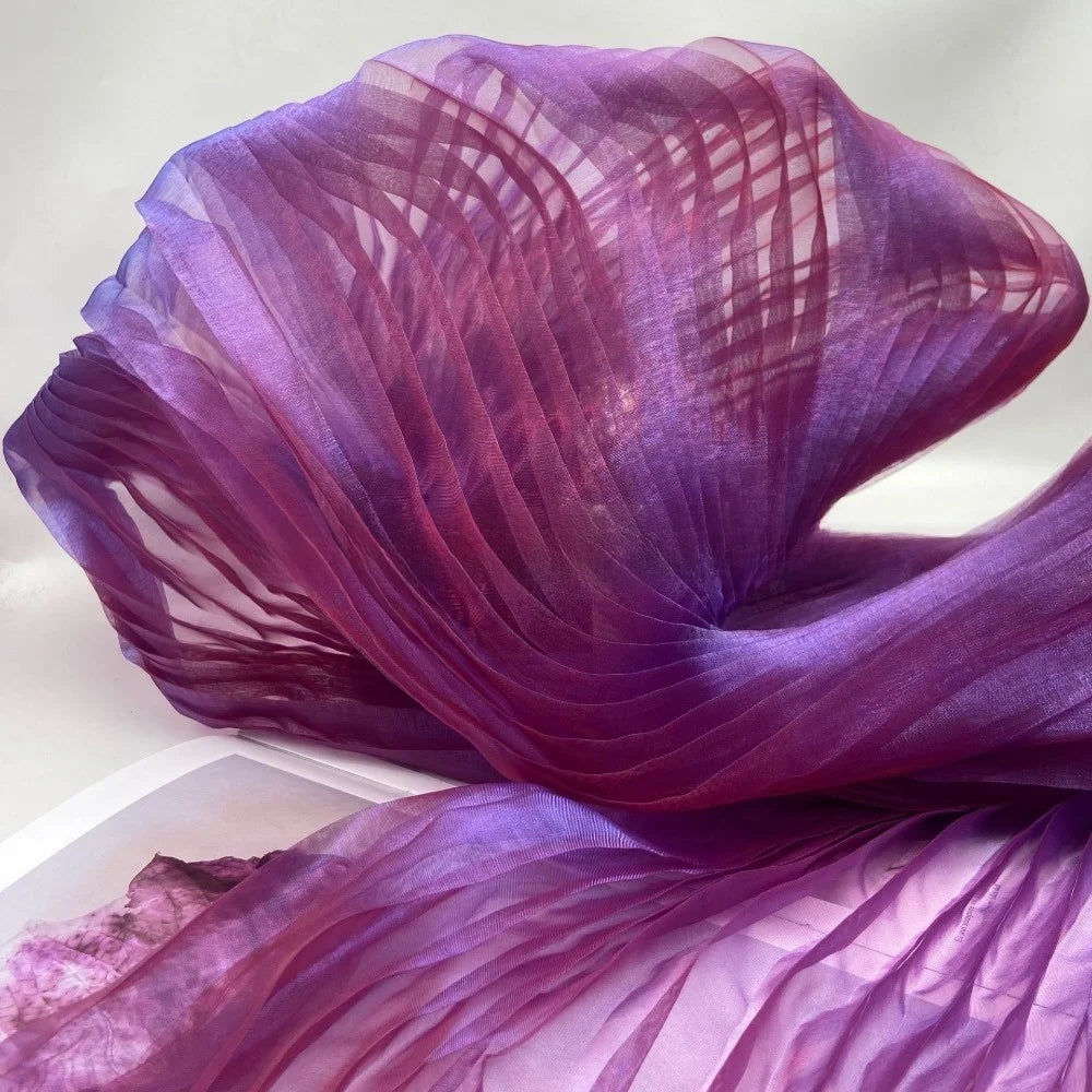 Pleated Organza Fabric 150cm x 1 Yard – Two-Color Gradient DIY