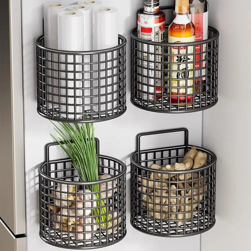 Wall Mounted Kitchen Wire Basket Rack 1/2/3 Grid Organizer