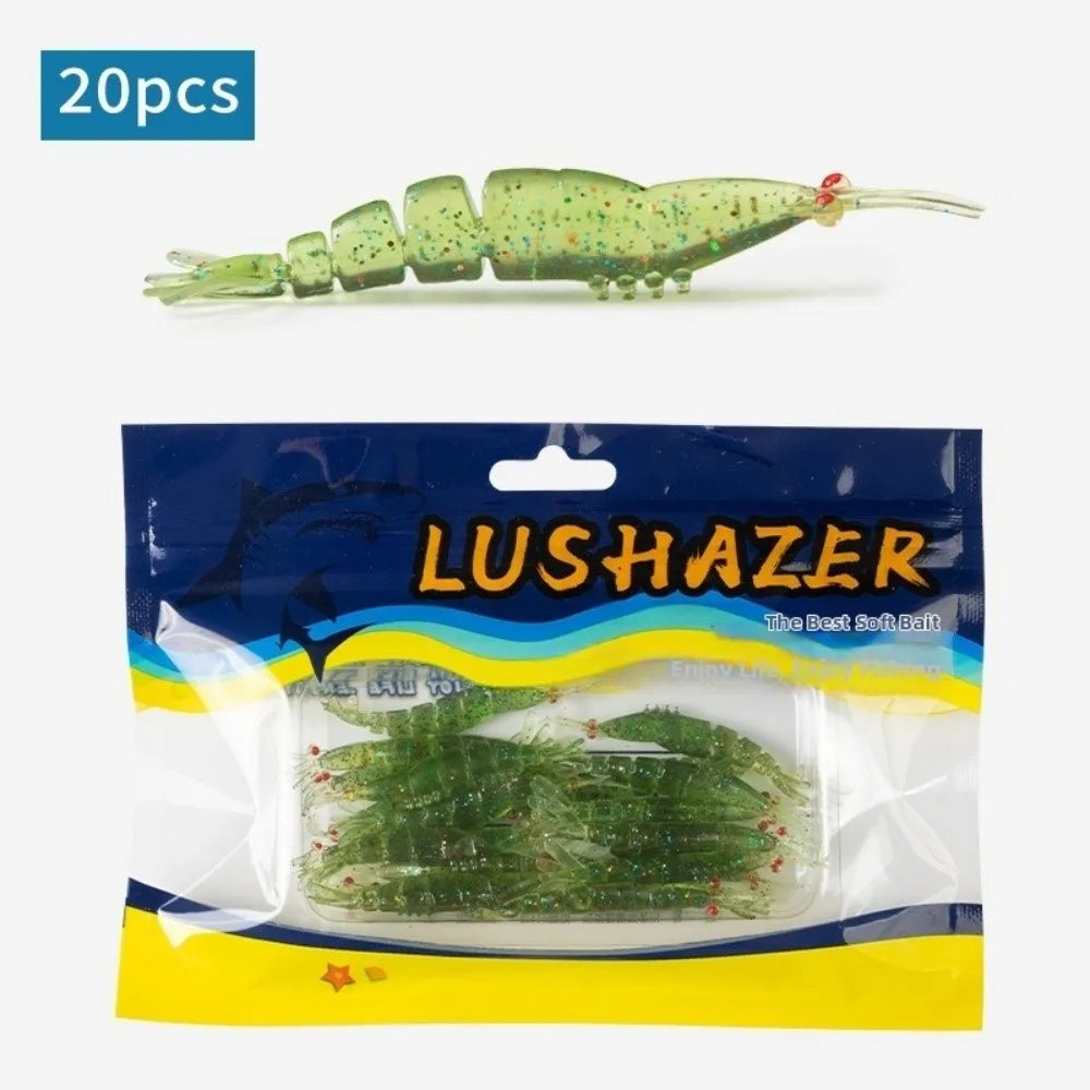 20pcs Luminous Silicone Shrimp Fishing Lures | 3D Eyes 4.5–5.5cm Soft Fishing Lure Nixie