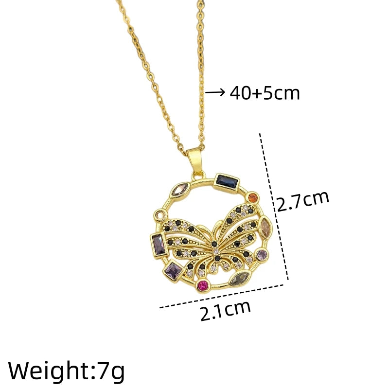 Colorful Butterfly Pendant Necklace Gold Stainless Steel Choker Pendant Necklace Nixie XL2189-033