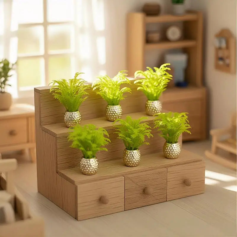 5Pcs 1:12 Dollhouse Mini Potted Plants Miniature Garden Decor Dollhouse Miniature Decor Nixie