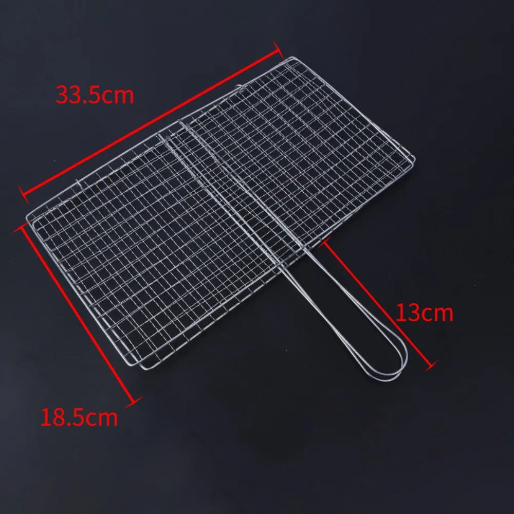 Iron BBQ Grill Basket Mesh Clamp – Fish, Meat & Veggie Grilling BBQ Grill Basket Nixie