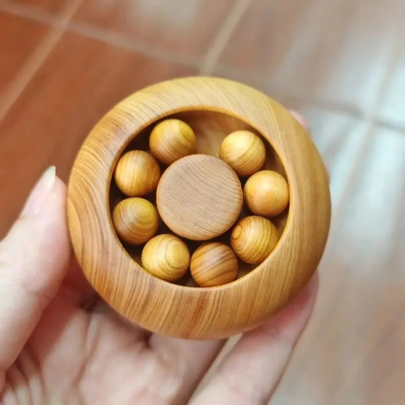 Wooden Rotating Bead Fidget Spinner – Carved Natural Wood Toy