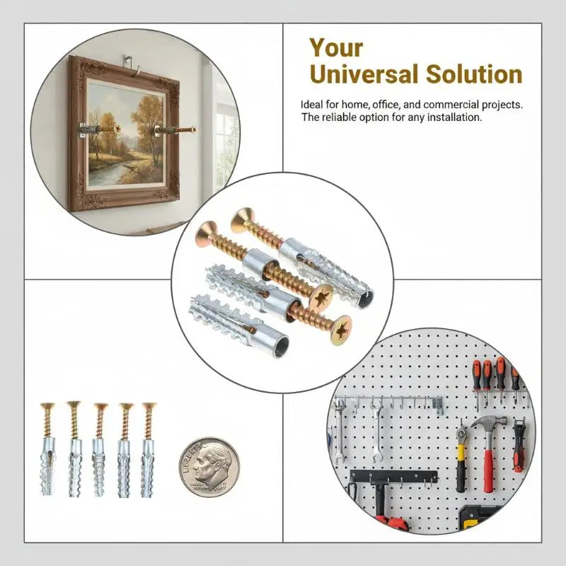 100-Set 6/8mm Wall Anchors & Screws Kit – Concrete & Drywall Wall Anchor Kit Nixie