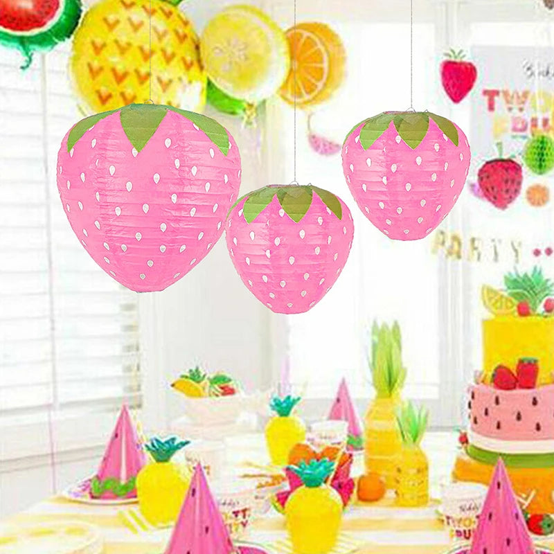 3D Strawberry Paper Lantern Hanging Party Decoration Ornament Party Paper Lantern Nixie