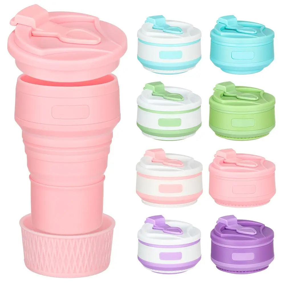 350ml Collapsible Silicone Travel Cup with Lid | Foldable Mug Collapsible Travel Mug Nixie