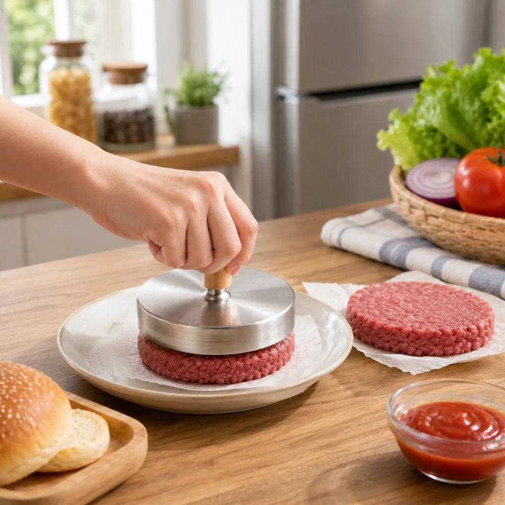 Stainless Steel Burger Press Patty Maker | Non-Stick BBQ Mold Burger Patty Maker Nixie