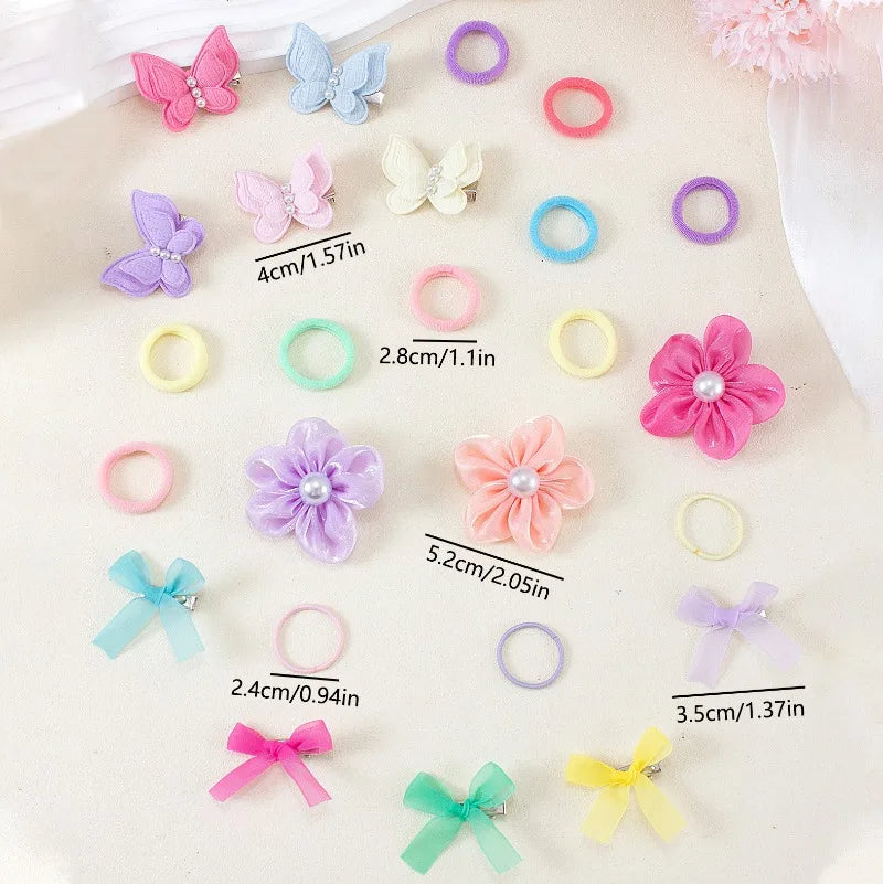 134-Piece Bow Hair Clips, Hairbands & Ponytail Holders Set