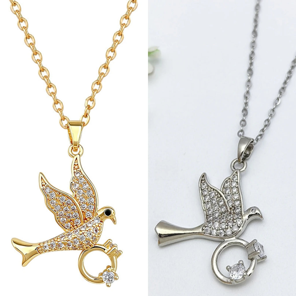 Angel Dove Pendant Necklace – Zircon Women's Fashion Jewelry Pendant Necklace Nixie
