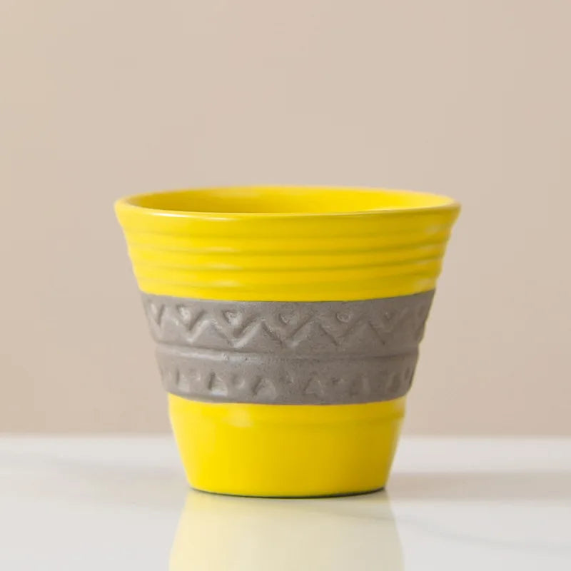 Saudi Style Vintage Ceramic Espresso Cup 60ml | 6 Glaze Colors Ceramic Espresso Cup Nixie YELLOW 50-70ml