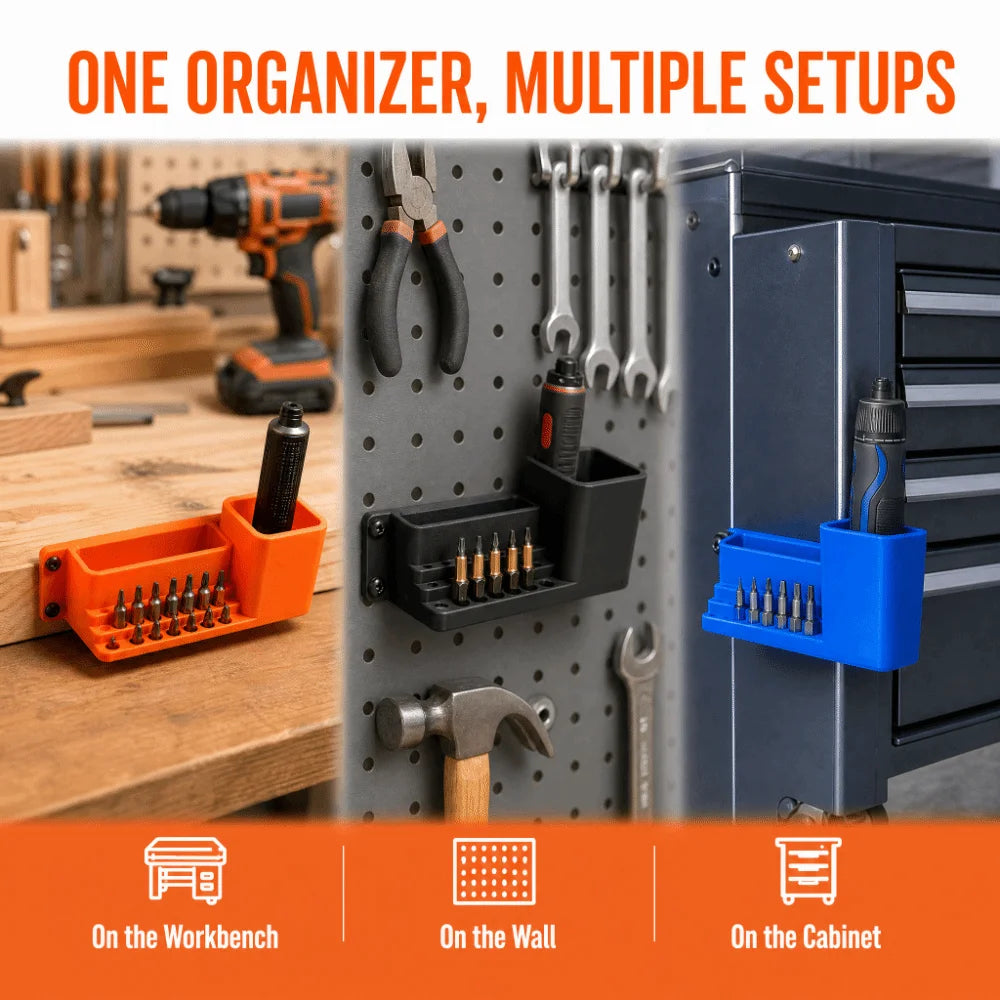 Dual Compartment Tool Storage Box & Hex Bit Organizer
