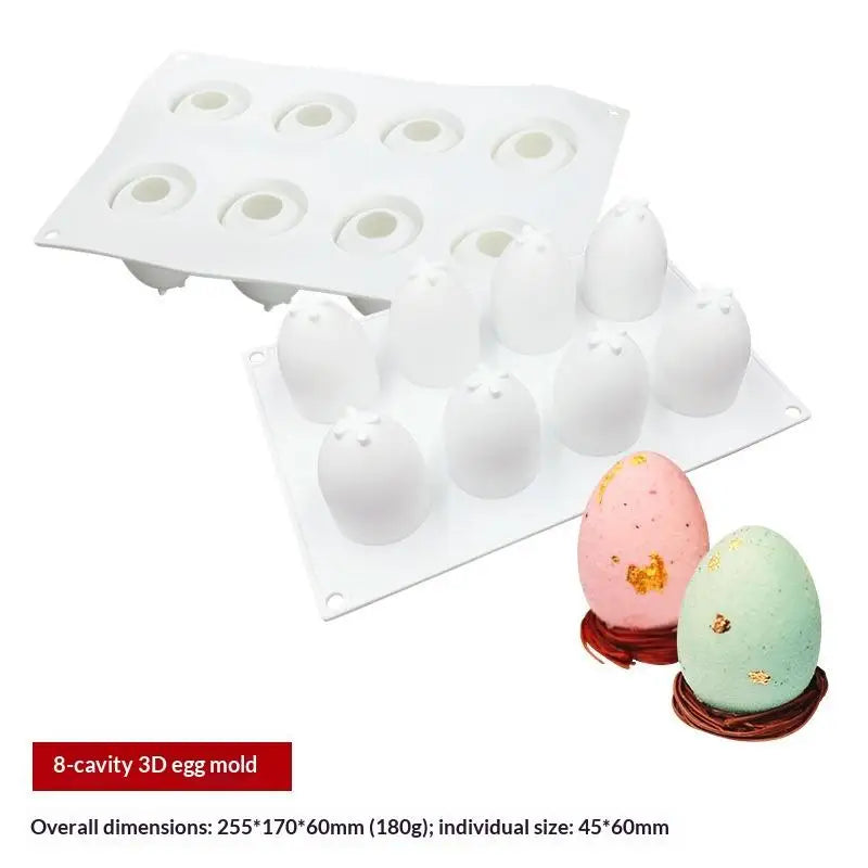 3D Easter Egg Silicone Mold 8 Grid – Baking & Craft Tool Silicone Baking Mold Nixie one size A1