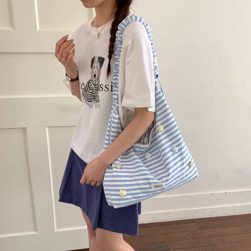 Korean Star Canvas Drawstring Crossbody Shoulder Bag for Women Crossbody Shoulder Bag Nixie