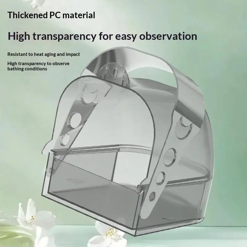 Transparent Bird Bath Box with Removable Drawer | Pet Birds Bird Bath Box Nixie