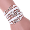 Multilayer Braided Cord & Pearl Bead Bracelet – Unisex Punk Strand Bracelet Nixie 4-white