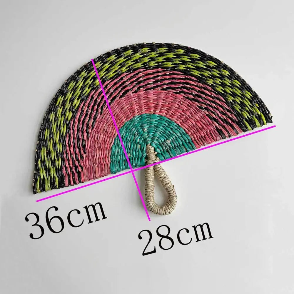 Natural Seaweed Straw Woven Fan – Boho Handheld & Home Décor Decorative Woven Fan Nixie