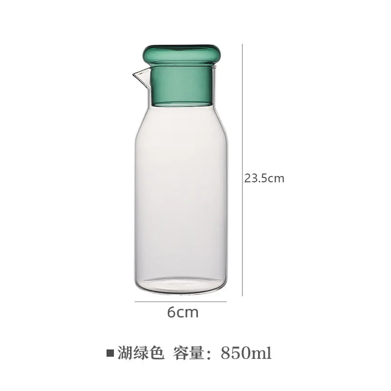 Borosilicate Glass Tea Pot with Colorful Lid | Large Capacity Glass Tea Pot Nixie green 801-900ml