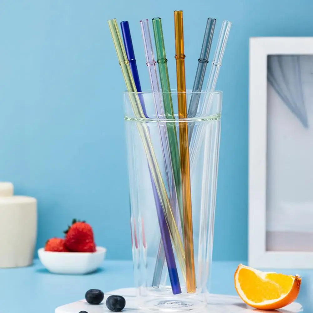 2Pcs Reusable Borosilicate Glass Straws – Eco-Friendly Glass Drinking Straws Nixie
