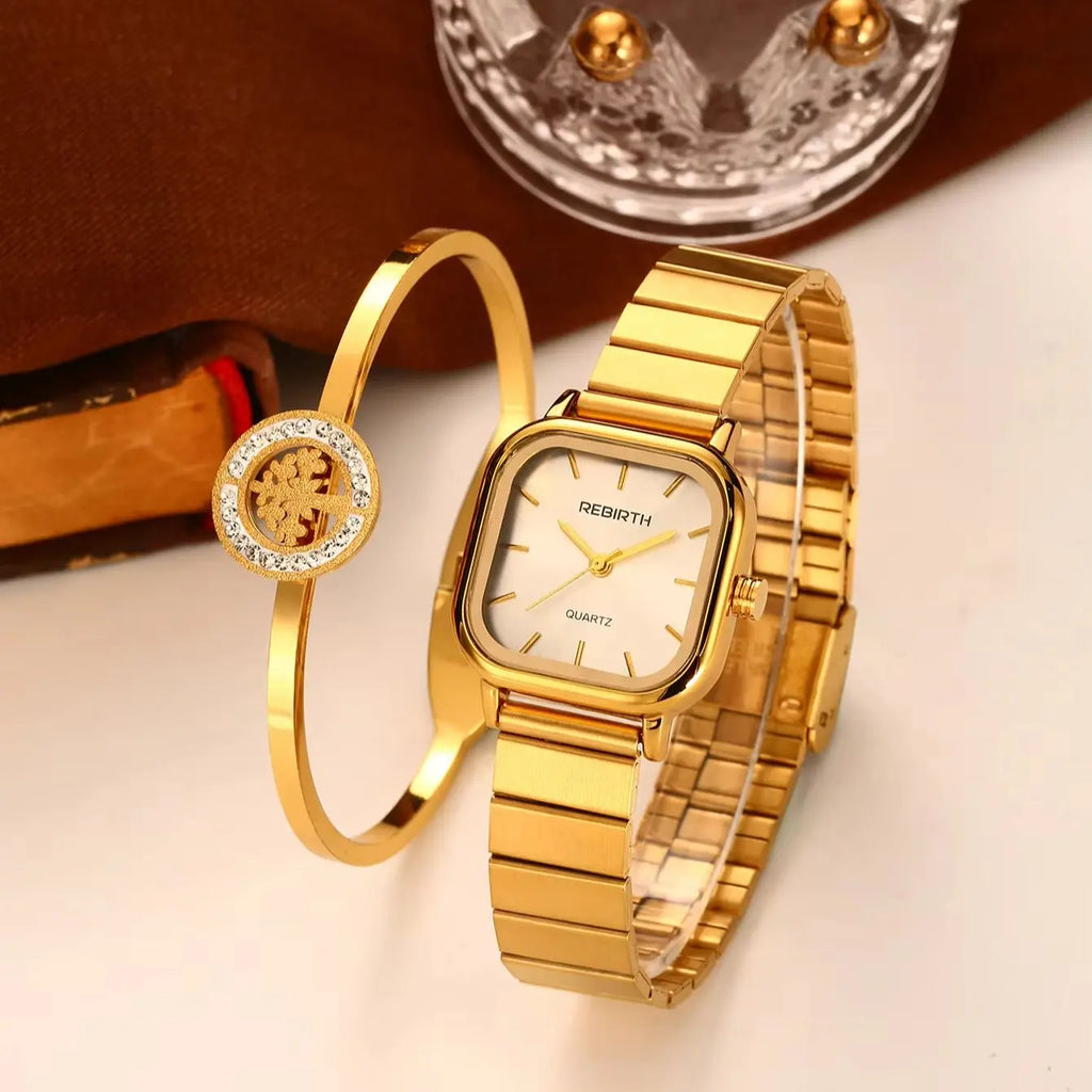 REBIRTH 2-Piece Retro Bracelet & Watch Set | Casual Fashion Bracelet Watch Set Nixie