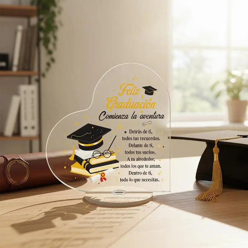Acrylic Heart Graduation Rotating Desktop Ornament | Party Decor Desktop Ornament Nixie