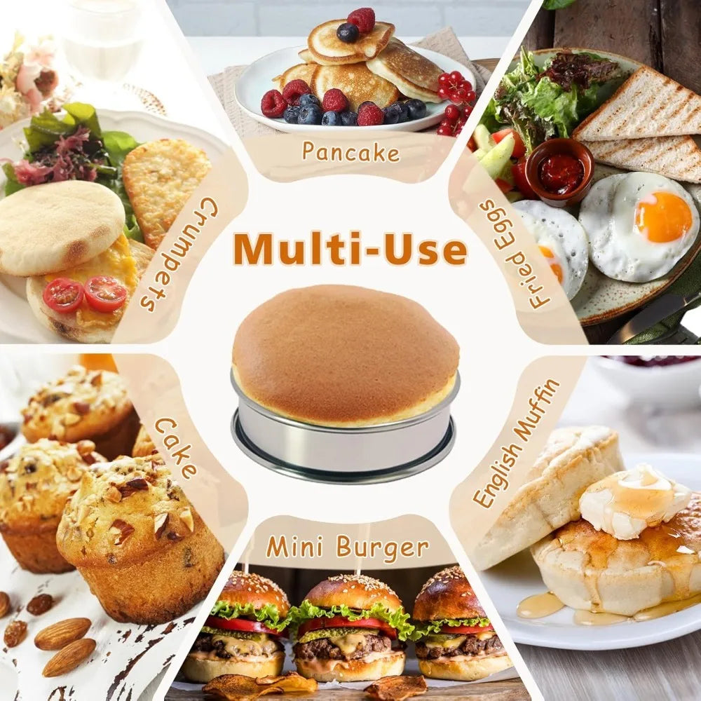 12-Piece Stainless Steel Muffin & Crumpet Rings – Double Rolled Baking Mold Rings Nixie