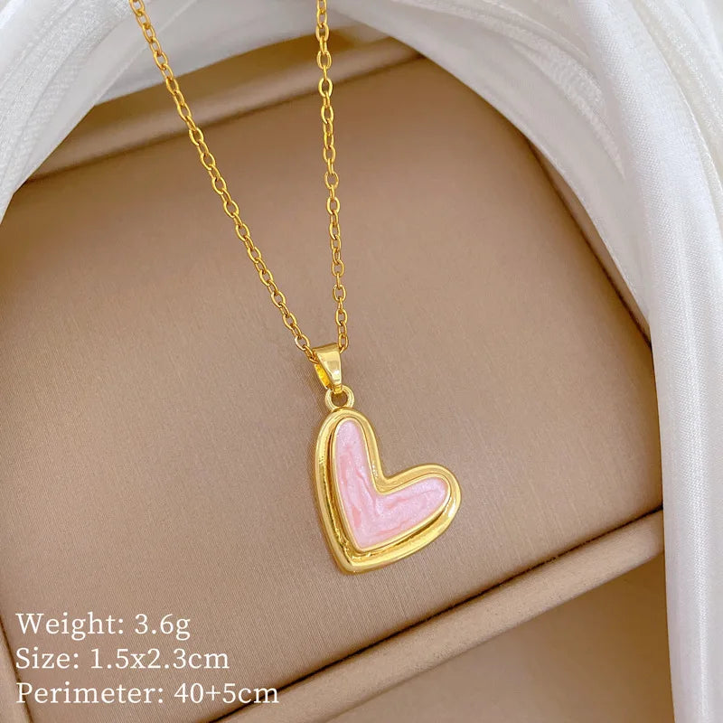 Luxury Heart Pendant Necklace | Gold Stainless Steel Choker Pendant Necklace Nixie XL2606-271