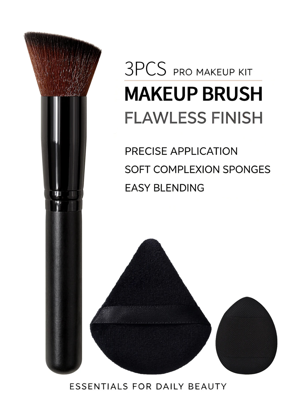 Angled Foundation Brush Set with Powder Puff & Sponge Makeup Brush Set Nixie