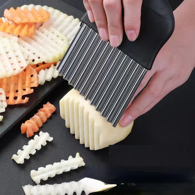 Stainless Steel Wave Knife – Crinkle Fry & Vegetable Cutter Vegetable Wave Cutter Nixie