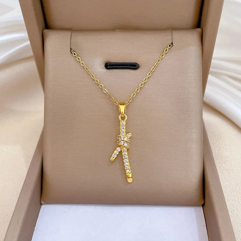 Women's Gold-Plated Stainless Steel Pendant Clavicle Necklace Pendant Necklace Nixie