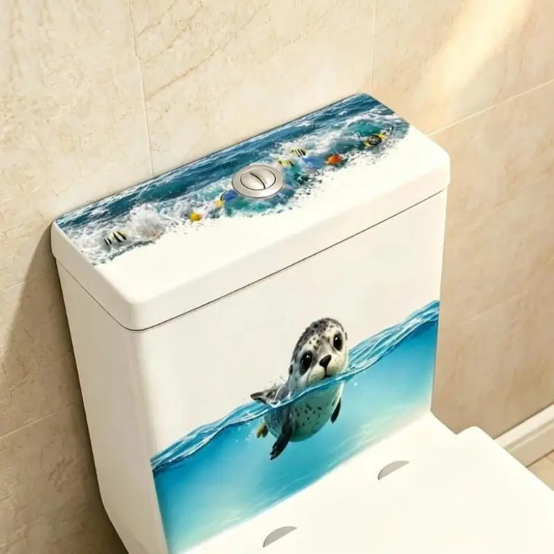 Sea Seal Toilet Tank Sticker – Waterproof Ocean Bathroom Decal Bathroom Decor Sticker Nixie