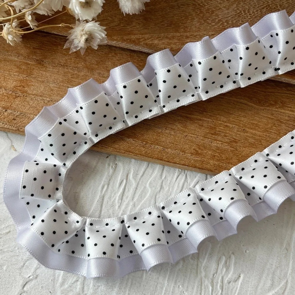 2M Pleated Ruffle Ribbon Trim – Double Layer Lace DIY Crafts